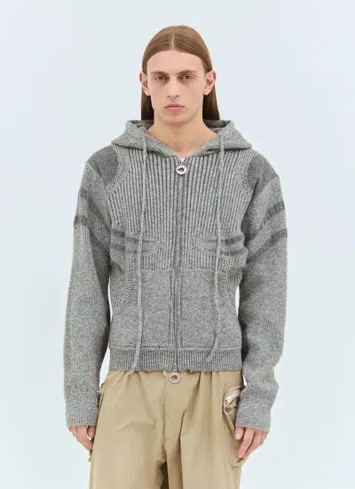 Charlie Constantinou Men Plated Zip Hooded Sweater In Gray