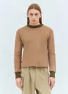 Charlie Constantinou Panelled Waffle Top With Scarf In Brown