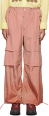 Charlie Constantinou Red Triple Layered Nylon Trousers In Brown/red/beige