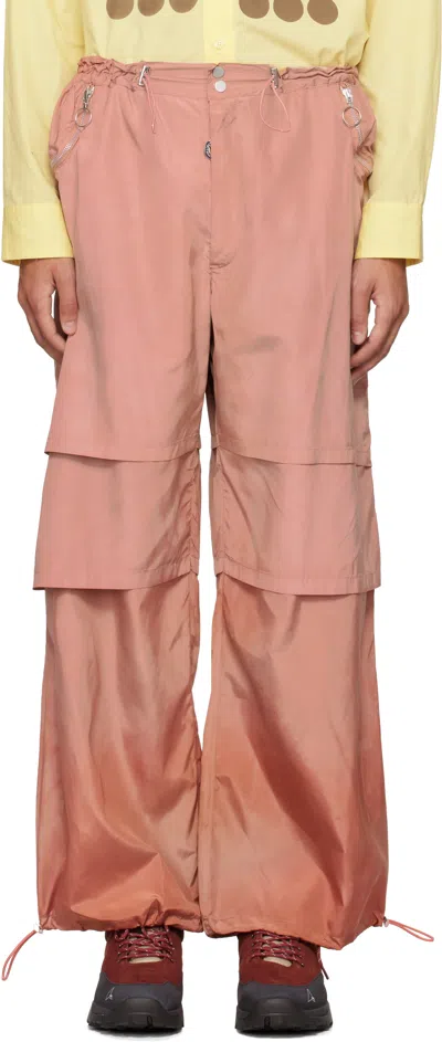 Charlie Constantinou Red Triple Layered Nylon Trousers In Brown/red/beige