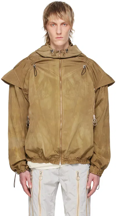 Charlie Constantinou Ssense Exclusive Khaki Technical Jacket In Dark Brown/lt Brown