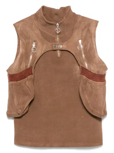 Charlie Constantinou Waffle-jersey Vest In Brown