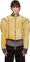 Charlie Constantinou Yellow Adjustable Fit Bomber Jacket In Lime Green/brown