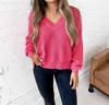 CHARLIE HOLIDAY ANA SWEATER IN BOLD PINK