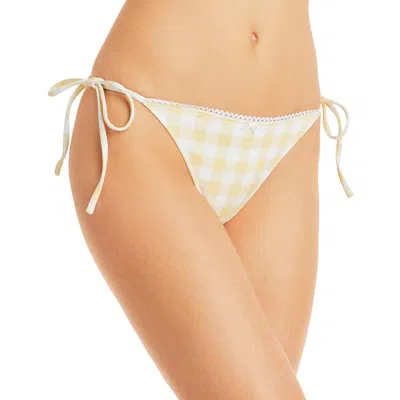 Charlie Holiday Brigette Womens Checkered Side Tie Swim Bottom Separates In Yellow