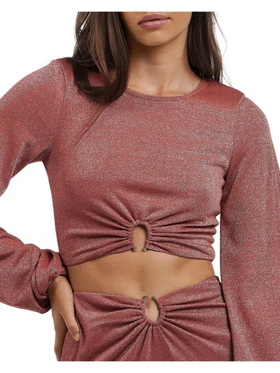 Charlie Holiday Layla Womens Metallic Keyhole Cropped In Pink