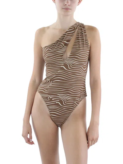 Charlie Holiday Lola 1pc Womens Animal Print Polyester One-piece Swimsuit In Brown