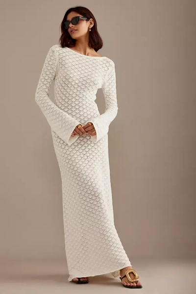 Charlie Holiday Long-sleeve Knit Maxi Dress In White