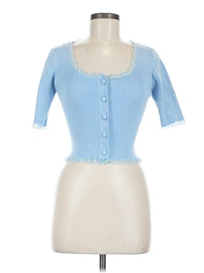 Pre-owned Charlie Holiday Short Sleeve Top Blue Sweetheart Neckline Tops