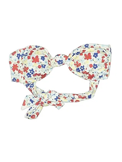 Pre-owned Charlie Holiday Swimsuit Top Ivory Floral Pattern Swimwear