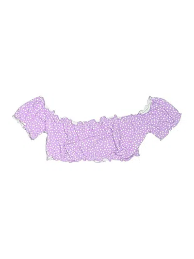 Pre-owned Charlie Holiday Swimsuit Top Purple Tweed Pattern Swimwear
