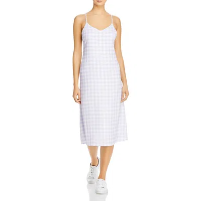 Charlie Holiday Womens Check Print Midi Slip Dress In Blue