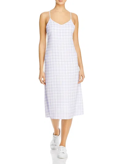 Charlie Holiday Womens Check Print Midi Slip Dress In White