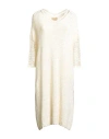 Charlie Joe Woman Midi Dress Ivory Size M Cotton In White
