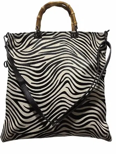 Charlie Leather Women's Giorgia Xl Tote And Over Shoulder Bag In Baby Zebra Fur In Multi