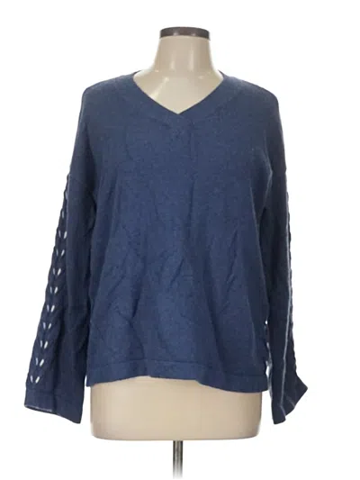 Pre-owned Charlie Long Sleeve Top Blue V Neck Tops