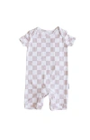 Charlie Lou Baby ® Checkered Snap Shortie Romper In Beige & White