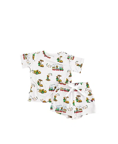 Charlie Lou Baby Corduroy Shorts And Shirt Set - Baby In Beige/khaki