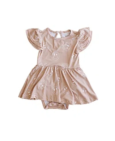 Charlie Lou Baby Girls' Starry Eyed Smiley Twirl Dress - Baby, Little Kid In Beige/khaki
