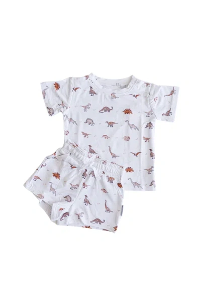 Charlie Lou Baby Kids' ® Neutral Dinosaurs Shortie Set In White