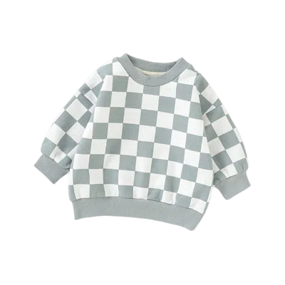 Charlie Lou Baby ® Organic Checkered Cotton Sweatshirt In Blue
