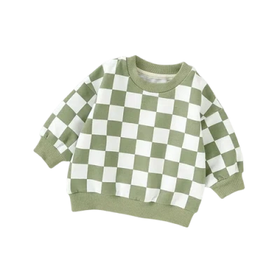 Charlie Lou Baby Kids' ® Organic Checkered Cotton Sweatshirt In Green