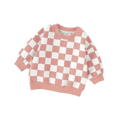 Charlie Lou Baby Kids' ® Organic Checkered Cotton Sweatshirt In Pink