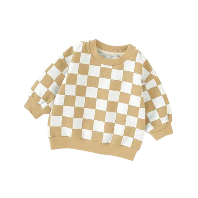 Charlie Lou Baby Kids' ® Organic Checkered Cotton Sweatshirt In Yellow
