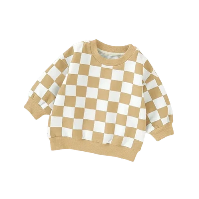 Charlie Lou Baby Kids' ® Organic Checkered Cotton Sweatshirt In Yellow