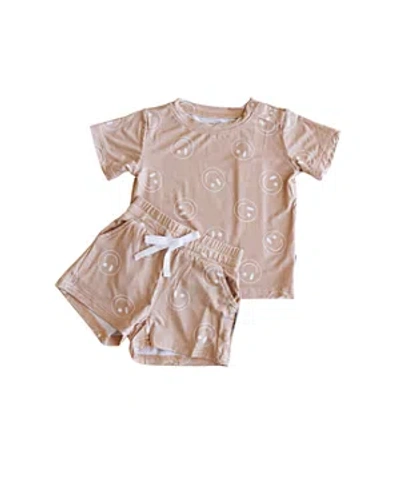 Charlie Lou Baby Unisex Starry Eyed Smiley Shortie Set - Baby, Little Kid In Gold