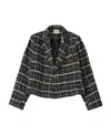 Charlie Luciano Checked Lapel Blazer In Black