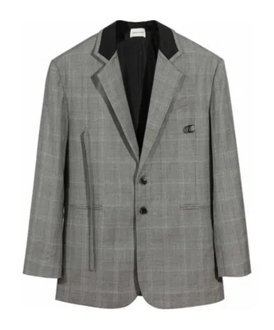 Charlie Luciano Lapel Plaid Suit Jacket In Gray
