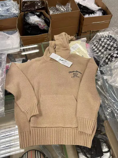 Charlie Luciano Logo Hooded Sweater In Brown