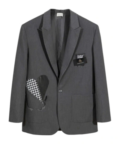 Charlie Luciano Long-sleeved Suit Jacket In Gray