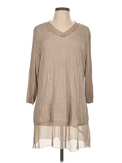 Pre-owned Charlie Paige 3/4 Sleeve Top Tan V-neck Tops