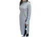 Charlie Paige Knee Length Tunic Sweater In Heather Grey In Grey