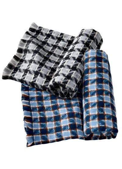 Charlie Paige Plaid Blanket Scarf In Gray In Grey
