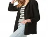 Charlie Paige Ruched Sleeve Lightweight Jacket In Black In Black