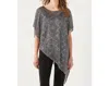 Charlie Paige Shiny Sheer Top In Grey In Gray