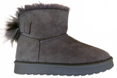Charlie Paige Women's Fuzzy Boots In Grey In Gray