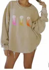 CHARLIE SOUTHERN BOOTS CORDED SWEATSHIRT IN LATTE