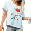 Charlie Southern I Heart Gameday Crop Tee In White In Blue