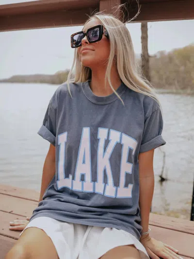 Charlie Southern Lake Graphic Tee In Navyn In Grey