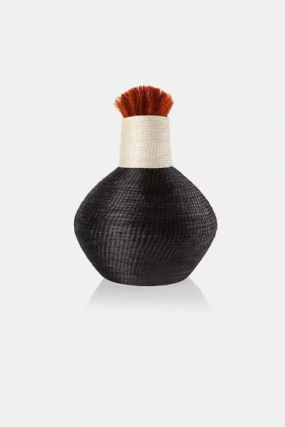 Charlie Sprout Colorblock Ostrich Vase In Black
