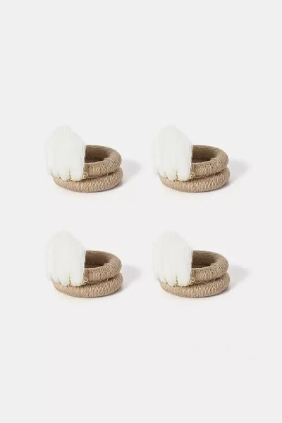 Charlie Sprout Fan Napkin Rings In Beige