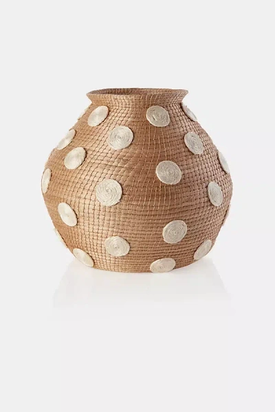 Charlie Sprout Spotted Bulbous Vase In Beige