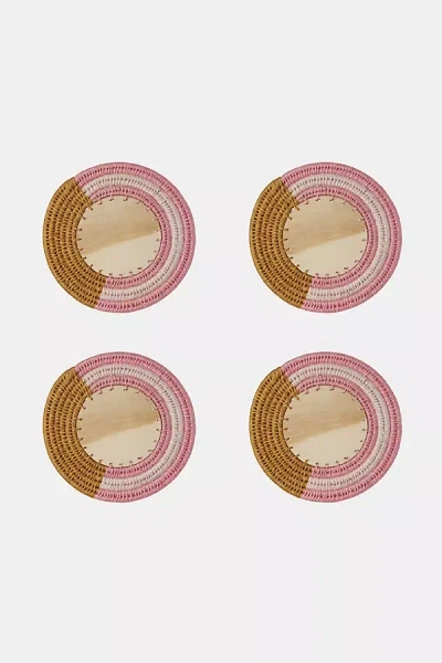 Charlie Sprout Stripe Coasters In Gold