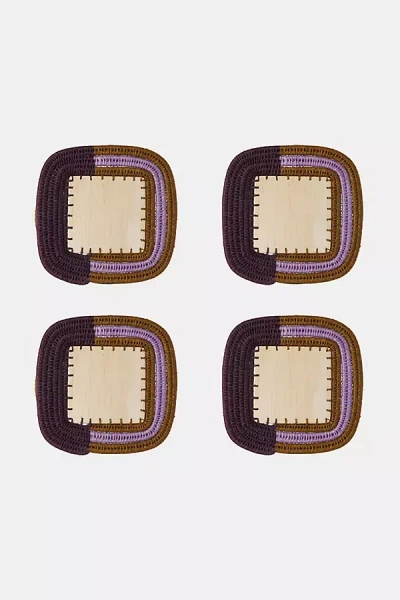 Charlie Sprout Stripe Coasters In Purple