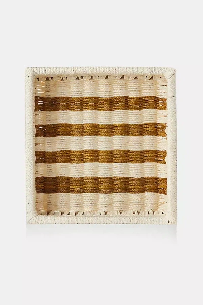 Charlie Sprout Striped Cabana Square Tray In Brown