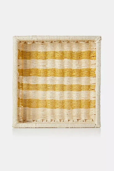 Charlie Sprout Striped Cabana Square Tray In Yellow